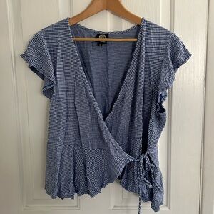 Bobeau Gingham Wrapped Top - 1X